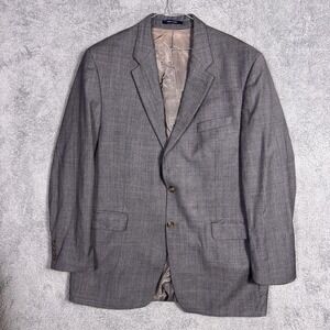 Ralph Lauren Blazer Men 46L Wool Suit Jacket Windowpane Herringbone Glen